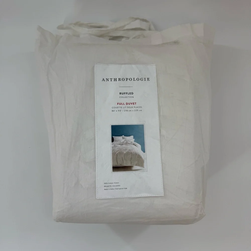 NWT Anthropologie Ruffled Collection White Full Size ( 86